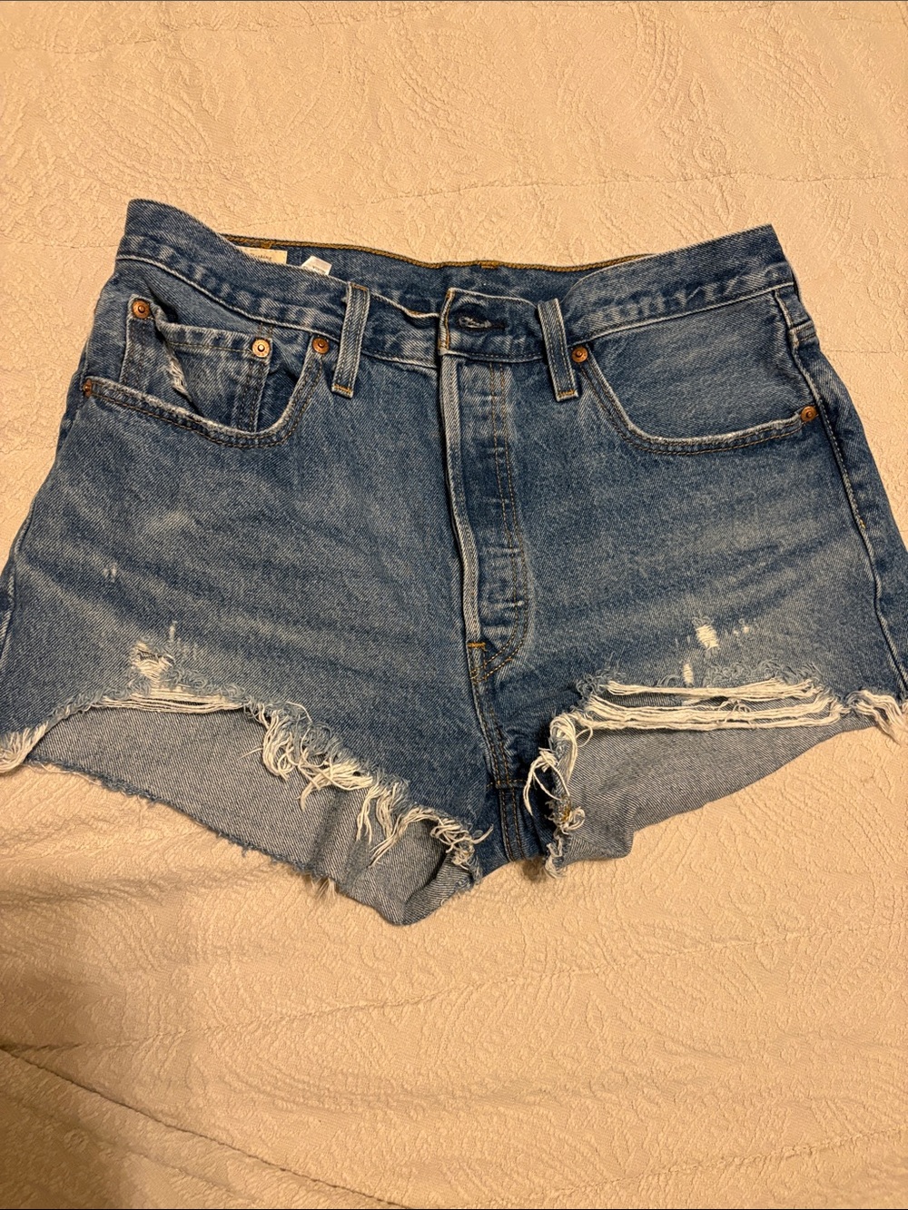 Levi's Distressed Cutoff Denim Shorts - Blue